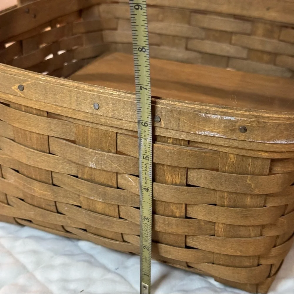 Longaberger Pie Basket with Riser Brown Woven Basket with Textured